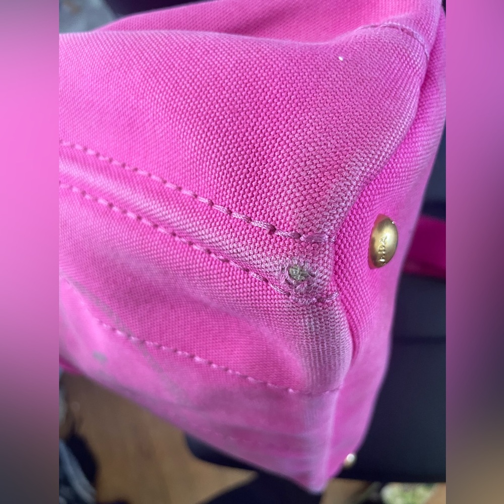 Prada pink canapa tote with strap - Picture 4 of 11